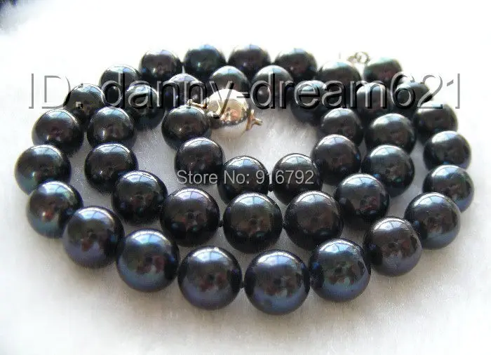 

YH@CS >>>Wonderful 11mm round black nautral pearls necklace 925s