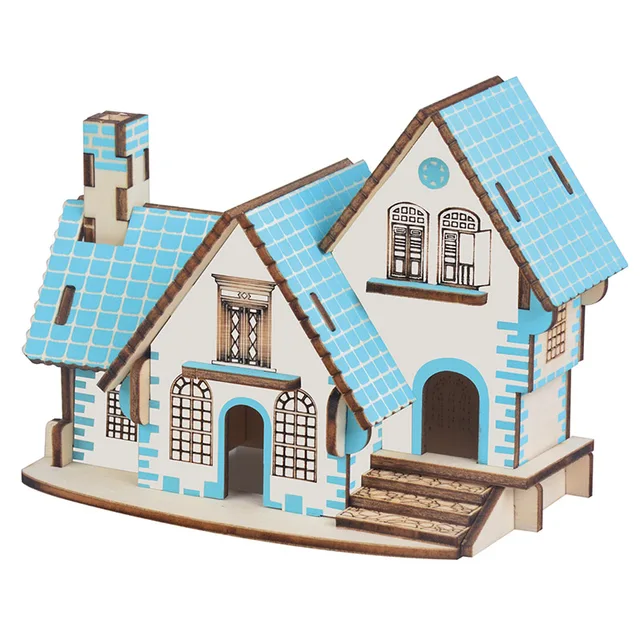 DIY 3D Wood Puzzles House Toys Kits Romantic House Educationnal Toy