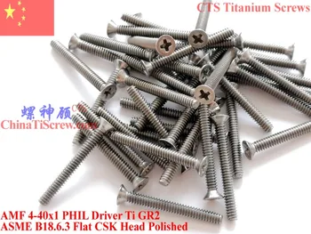 

Titanium screws 4-40x1 Flat CSK Head 1# Phillips Driver Ti GR2 Polished 50 pcs