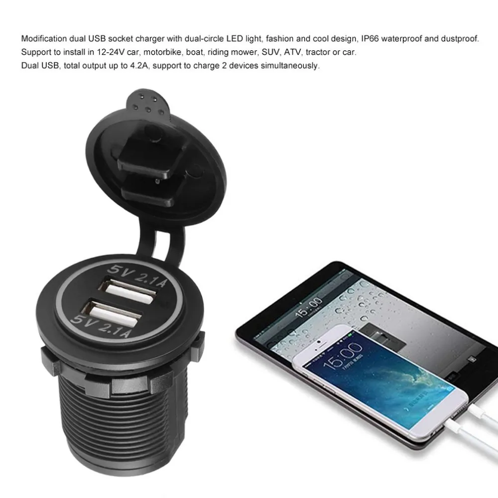 Car charger 4.2A DC 12V/24V Dual USB Charger Power Adapter Outlet Power