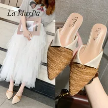 La MaxPa Women Cane Weave Mules Point Toe Flat Heel Sandals Slip On Slides Summer Slippers Size 35-39 Straw Flat Heel Slippers La MaxPa Women Cane Weave Mules Point Toe Flat Heel Sandals Slip On Slides Summer Slippers Size 35-39 Straw Flat Heel Slippers