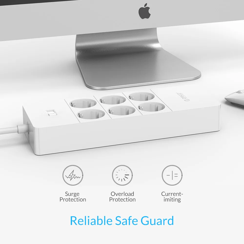 ORICO Smart Power Strip Portable Charging 4/6/8 Outlets with 5 2.4 A 40W USB Charger Ports Surge Protection with 1.5m Power Cord
