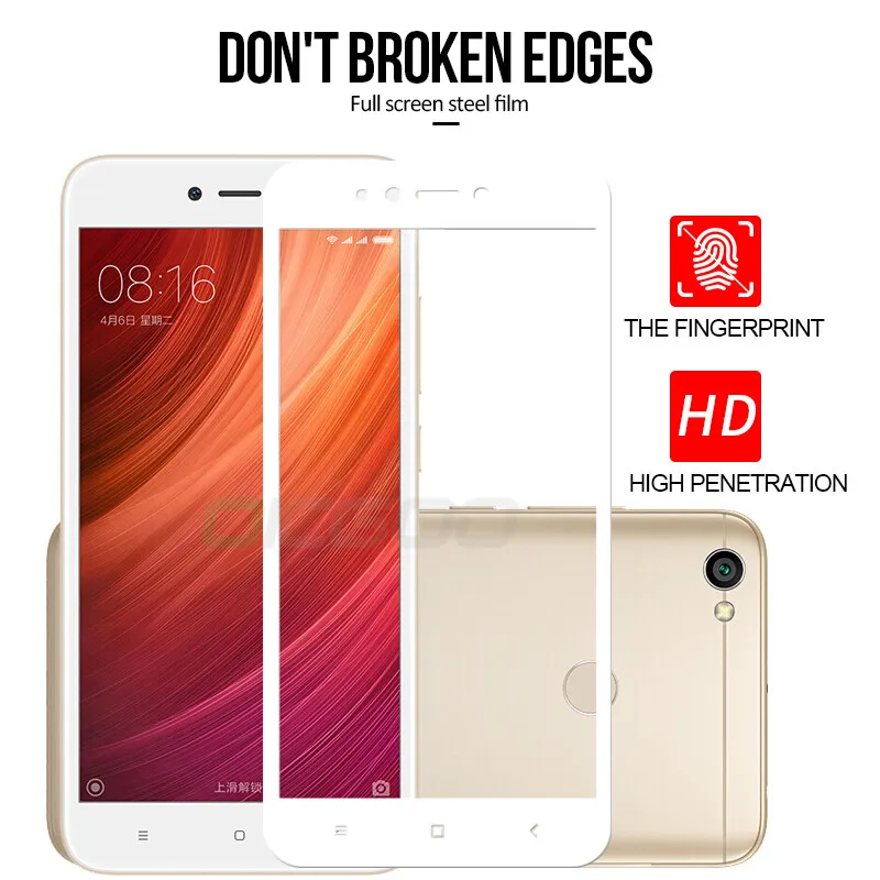 OICGOO 9H полное покрытие из закаленного стекла для Xiaomi Redmi 5A 4A Note защита экрана