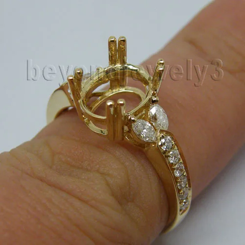Винтажное овальное кольцо для помолвки 7x9 мм 14kt из желтого золота Semi mount SR174B
