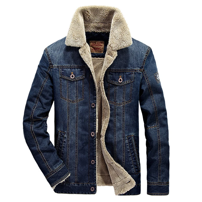 Plus Size M-6XL Fashion Denim Jacket Men Winter Wool Liner Warm Mens Jackets Brand Outwear Jeans Coats Male Cowboy Clothing