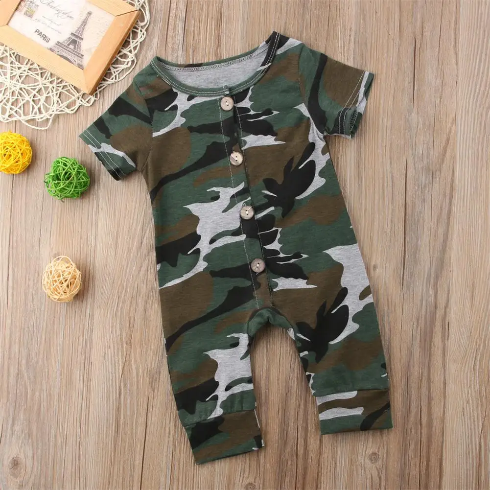 2019 Baby Summer Clothing Top Baby Kids Boy Girl Infant Camouflage Romper Jumpsuit Short Sleeve Clothes Camo Casual Outfit 0-24M bright baby bodysuits	