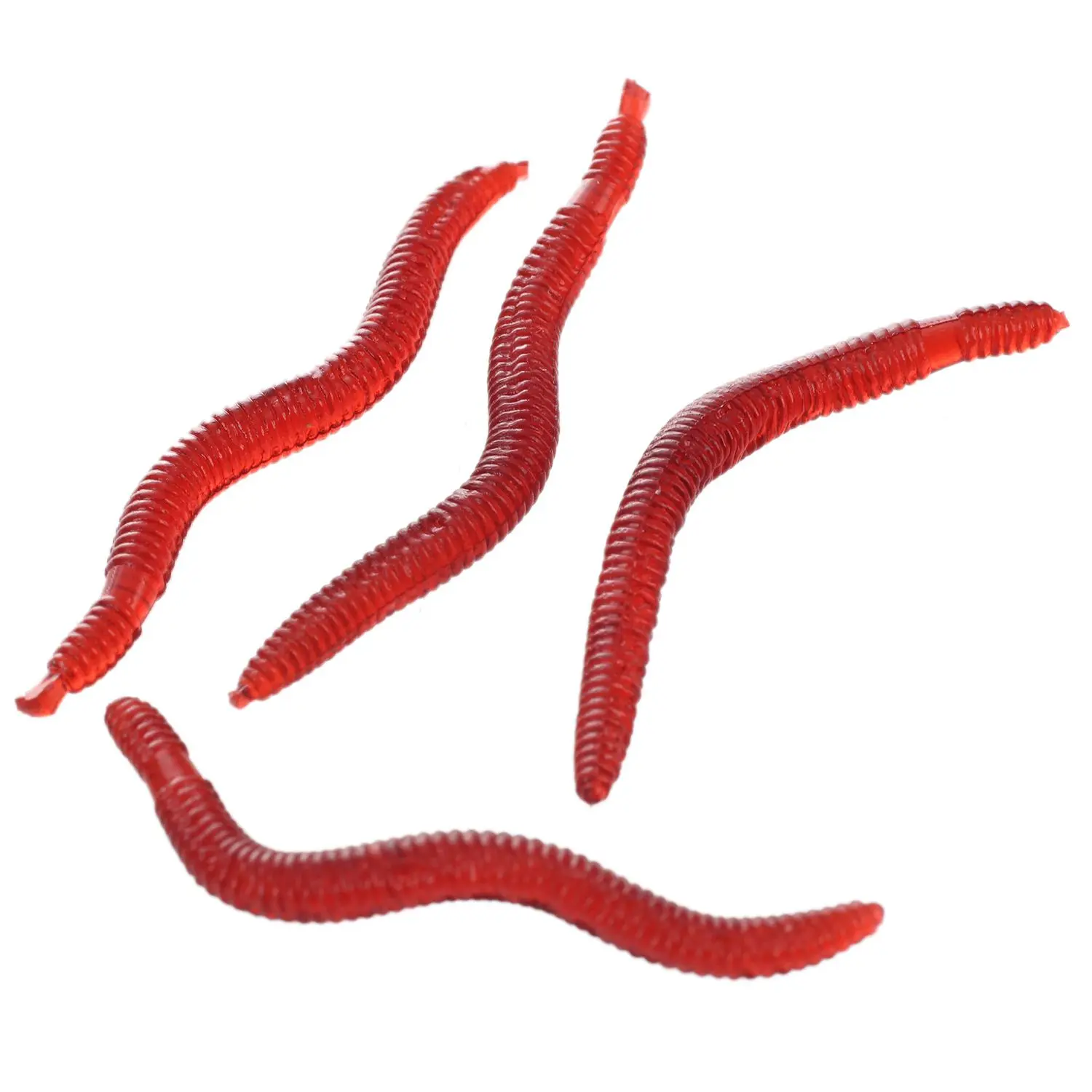 

New 50Pcs/ earthworm plastic lures Artificial Fishing Bionic soft Lures red worms bait fishing lure