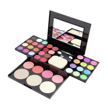 Pro 39 Kleuren Make Up Набор палитр Oogschaduw румяна порошок с металлическим отливом Пудра основа сделать Doos met Borstel& bladerde