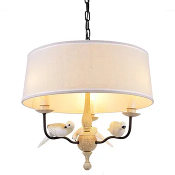 

North Individual Birds Pendant Lights Vintage Resin Bird Fabric Lampshade Led Pendant Lamps For Kitchen Dining Room scandinavian