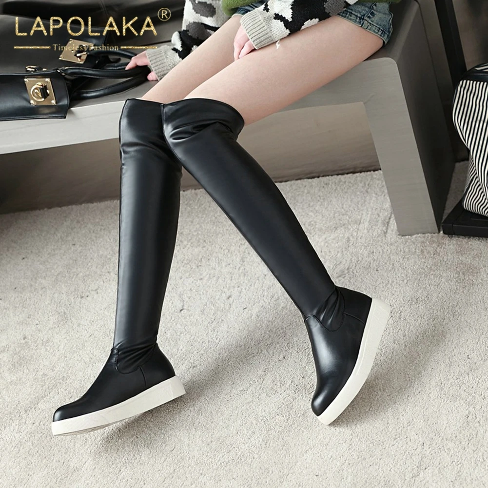 

Lapolaka Hot Sale Large Size 34-43 Wholesale Slip On over-the-knee Boots Woman Shoes Add Fur Shoes Woman Winter Boots Female