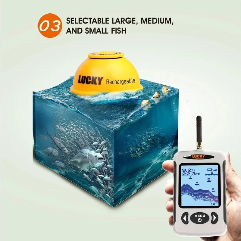 15% المحمولة المهنية أسلم السونار اللاسلكية صياد السمك الصيد المسبار الكاشف Fishfinder مع نقطية