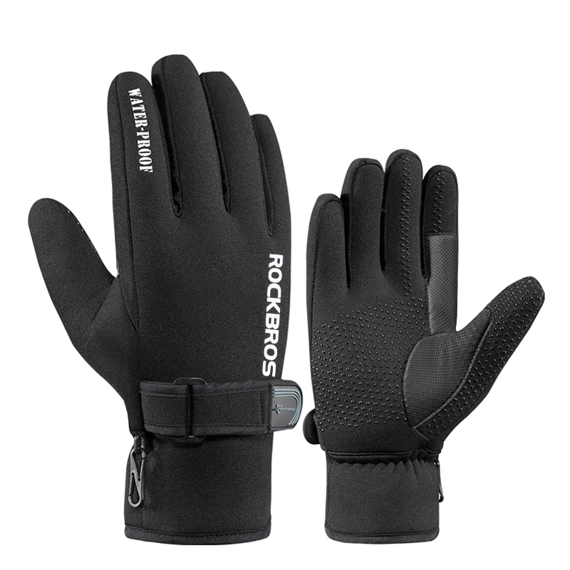 ROCKBROS зимние лыжные перчатки для сноуборда водонепроницаемые теплые флисовые Нескользящие перчатки с сенсорным экраном для спорта на открытом воздухе мужские женские перчатки
