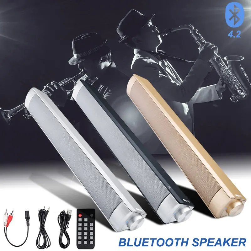 VTIN Wireless Bluetooth Speaker 4.2 SoundBar Remote Control TF Card TV Cellphone Tablet Surround Sound System TV Speaker Golden  (17)