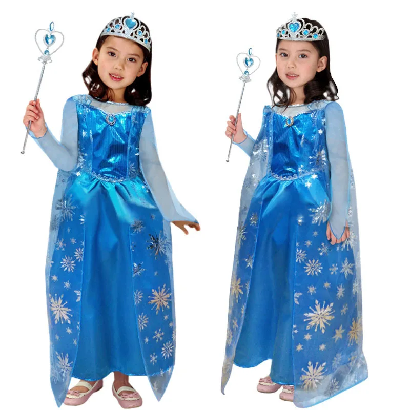 

Kids Girls Princess Elsa Costumes Snow Queen Cosplay Clothes Children Halloween Christmas Carnival COS Masquerade Fancy Dress