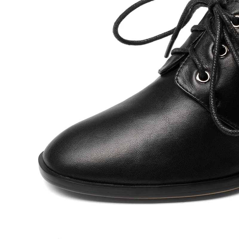 ZVQ/обувь из натуральной кожи с круглым носком; неглубокие черные и серые туфли на шнуровке; однотонные дышащие ботильоны на высоком толстом каблуке