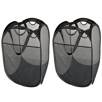 

Strong Mesh Pop-Up Laundry Hamper, Quality Laundry Basket With Durable Handles Solid Bottom High Carbon Steel Frame, Easy To O