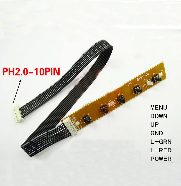 

Free shipping 1pc universal 5 keyboard connector for LCD Display for Car LCD driver board button PCB board connector