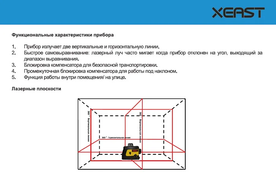 XEAST 3D 12 линий лазерный уровень 360 вертикальные и горизонтальные самонивелирующиеся поперечные линии Красный Луч наклон и открытый лучше, чем Фукуда