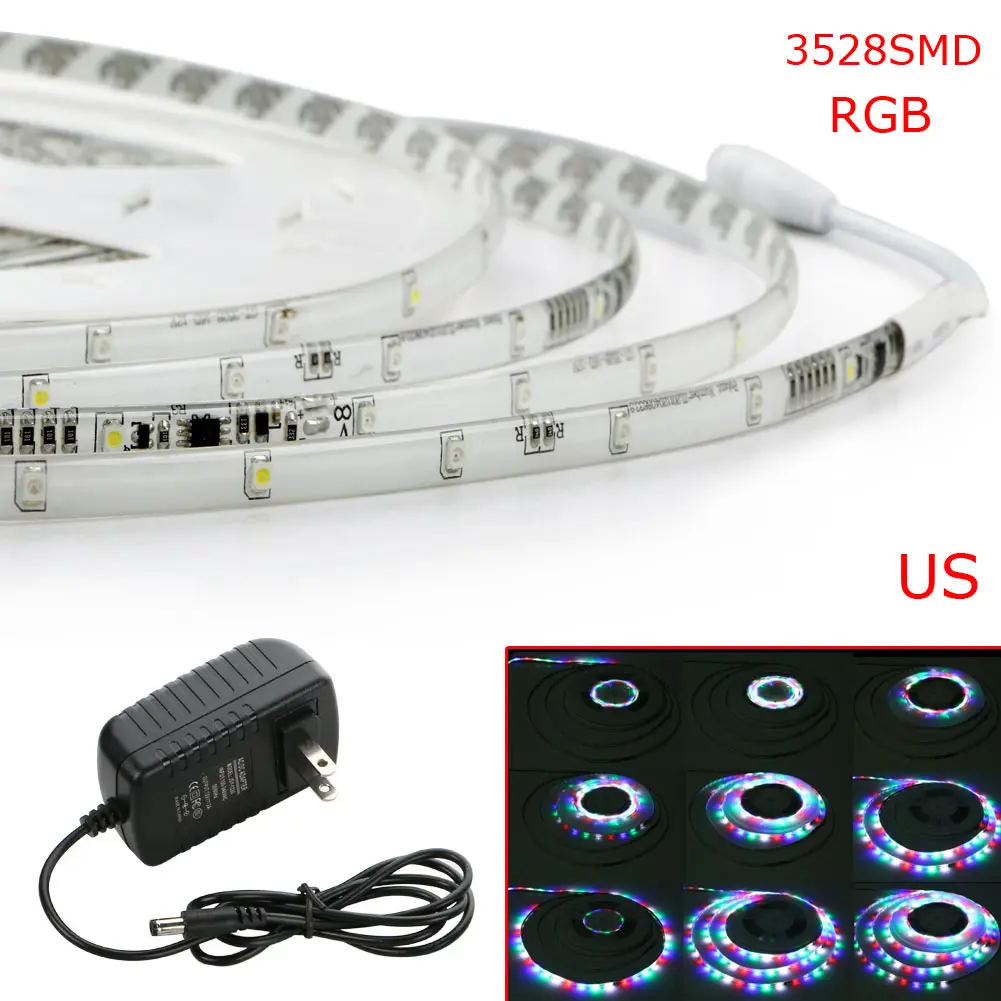 Новые DC 10 м 3528 SMD 320 светодиодный IP67 Класс Водонепроницаемый Радуга строка света RGB открытый светодиодный полосы сада EU/US/UK Мощность Adap Y7