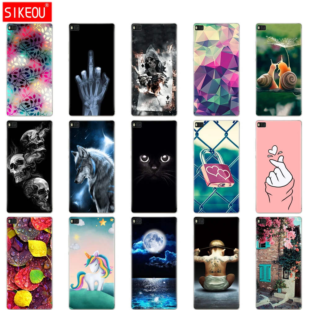 

For P8 lite case Cute cartoon cover for fundas Huawei P8 lite case 2015 2016 silicone soft coque for Huawei P8 lite Cat flower