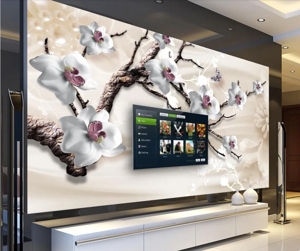 Papel de parede personalizado 3d mural jóias em relevo simples moda novo estilo chinês tulipa fundo ouro rendas jóias flor murais 15