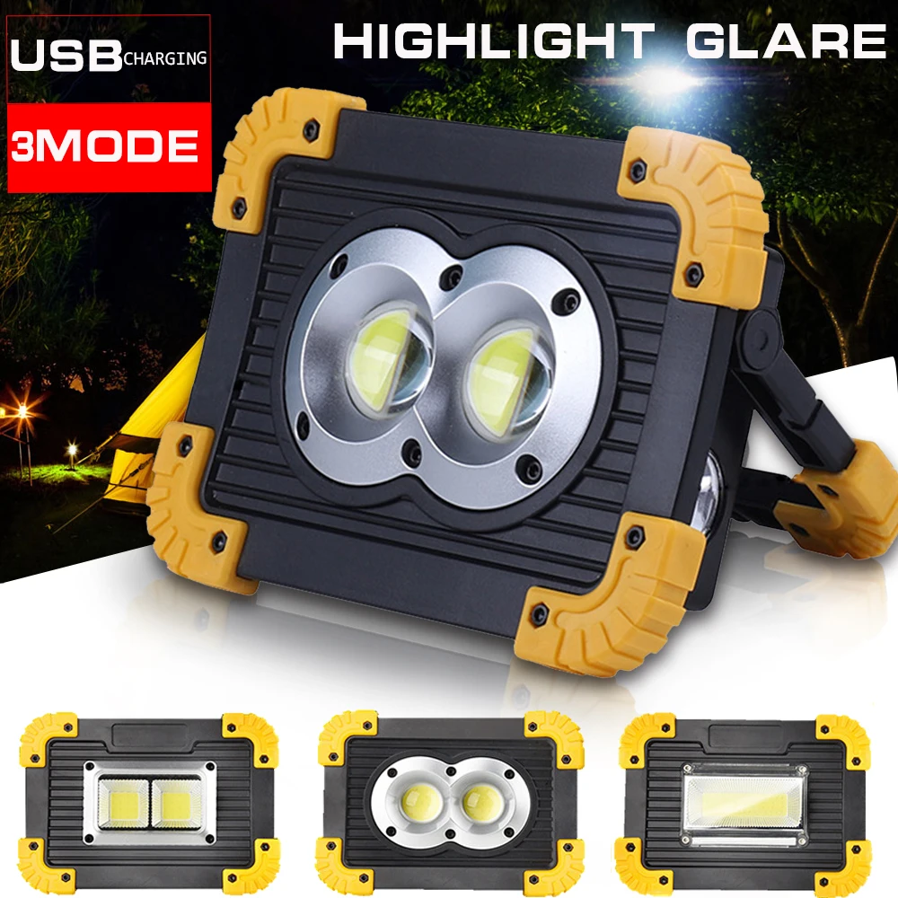 

100W Led Portable Spotlight 30000lm Super Bright Led Work Light Rechargeable for Outdoor Camping Lampe Led Flashlight by 2*18650