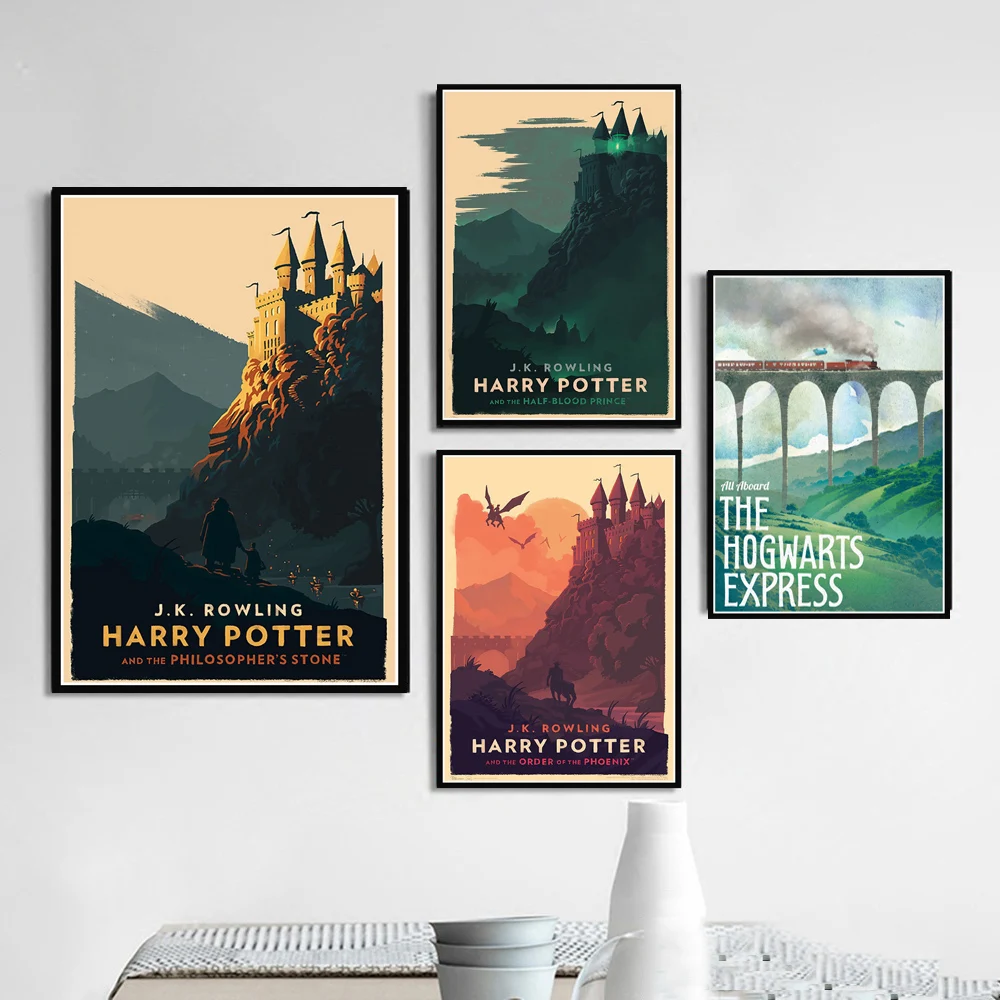 

Hogwarts Castle Movie Painting Harry Potter Art Retro Poster And Prints Modern Wall Art Wall Pictures For Living Room Home Decor
