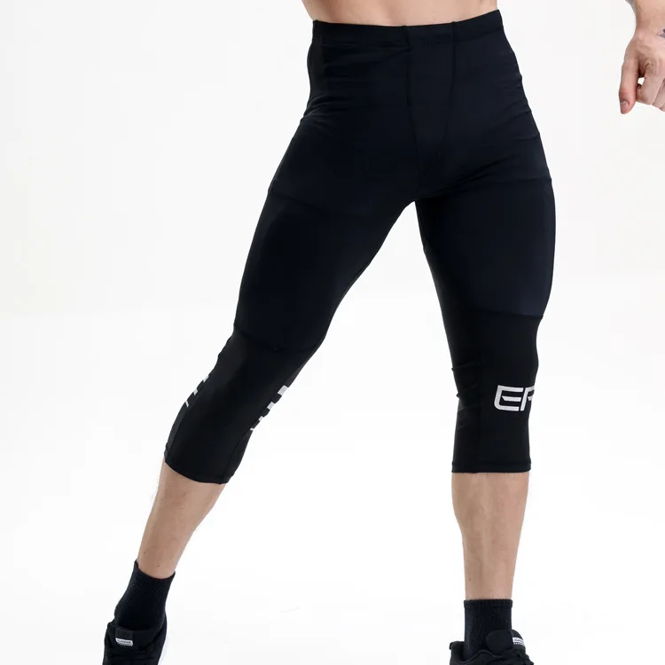 

2018 Mens Sports Running 3/4 Pants Compression Tights Base Layer Active Workout ClothesFitness Pants
