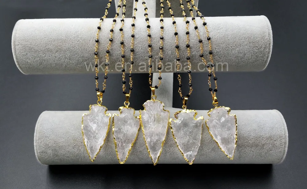 WT-N891 Белая Хрустальная стрела ожерелье с золотым цветом в ретро-стиле с оригинальным дизайном камень копье кулон ожерелье