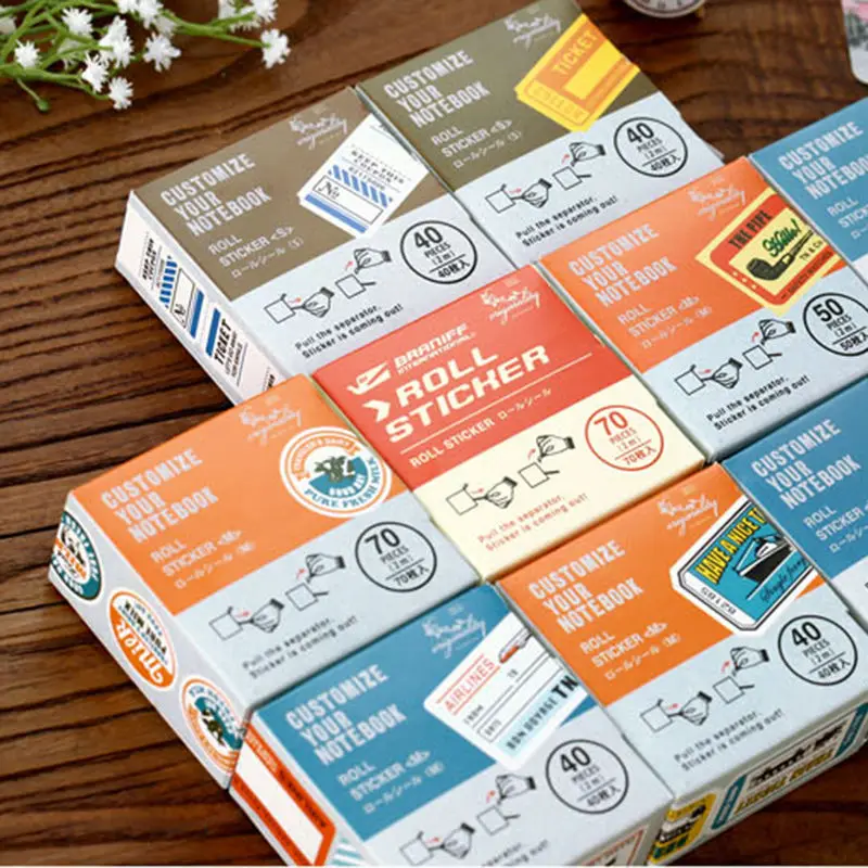 1Box DIY Vintage Retro Travel Stamp Boxed Papery Small Stickers Korea Diary Notebook Photo Gallery Decoration Customize Sticker