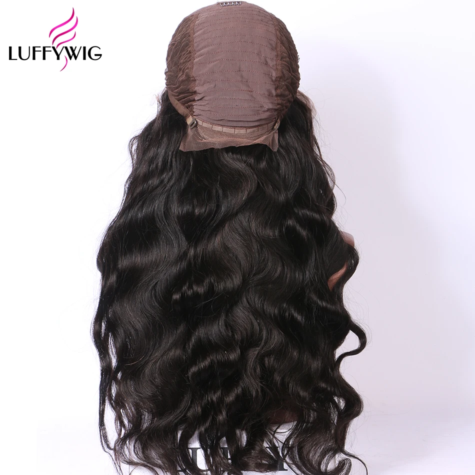 Luffyhair 250% плотность Волосы remy объемная волна 13x6 Синтетические волосы на кружеве парик бразильские человеческие волосы полные парики натуральный черный предварительно вырезанные