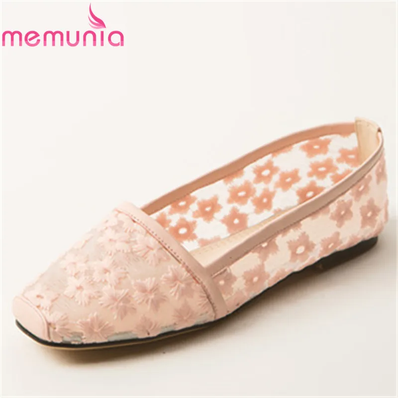 

MEMUNIA 2019 new fashion style women flat shoes hollow out summer shoes square toe slip on simple casual shoes woman ballet