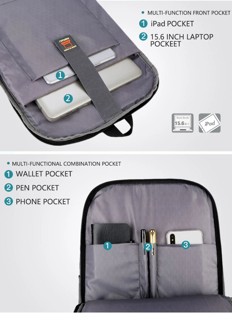 Мужские рюкзаки Mochila для путешествий, водонепроницаемые, с USB зарядкой, мужские, противоугонные, для ноутбука, модные, 15,6 дюймов, бизнес-компьютер, задняя панель