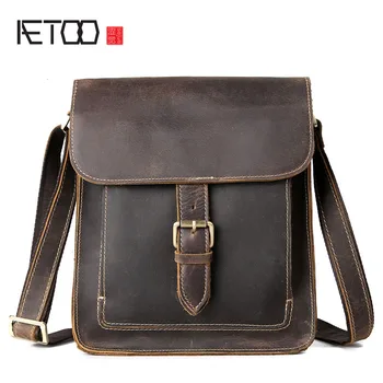 

AETOO Retro crazy horse skin men bag head cowhide men crazy horse shoulder bag Messenger bag