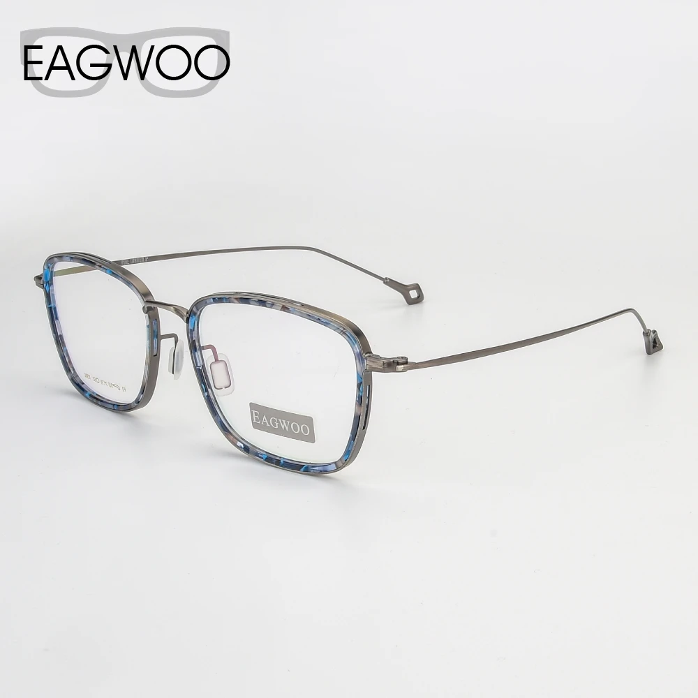 Eagwoo из чистого титана, очки с полной оправой, оптическая оправа, Ретро стиль, очки по рецепту, мужские прямоугольные очки, новинка 388231