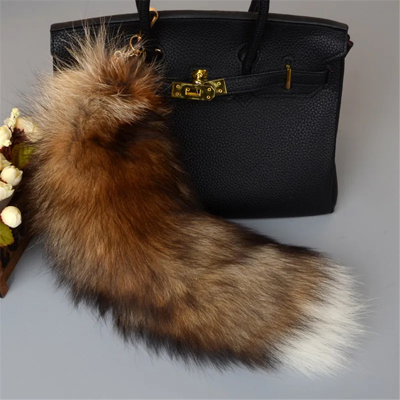 

2019 New Fox Fashion Jewelry Tail Fox Fur Keychain Big Wolf Tail Pendant Charm Lady Bag Fur Pendant Car Keychain Etc.
