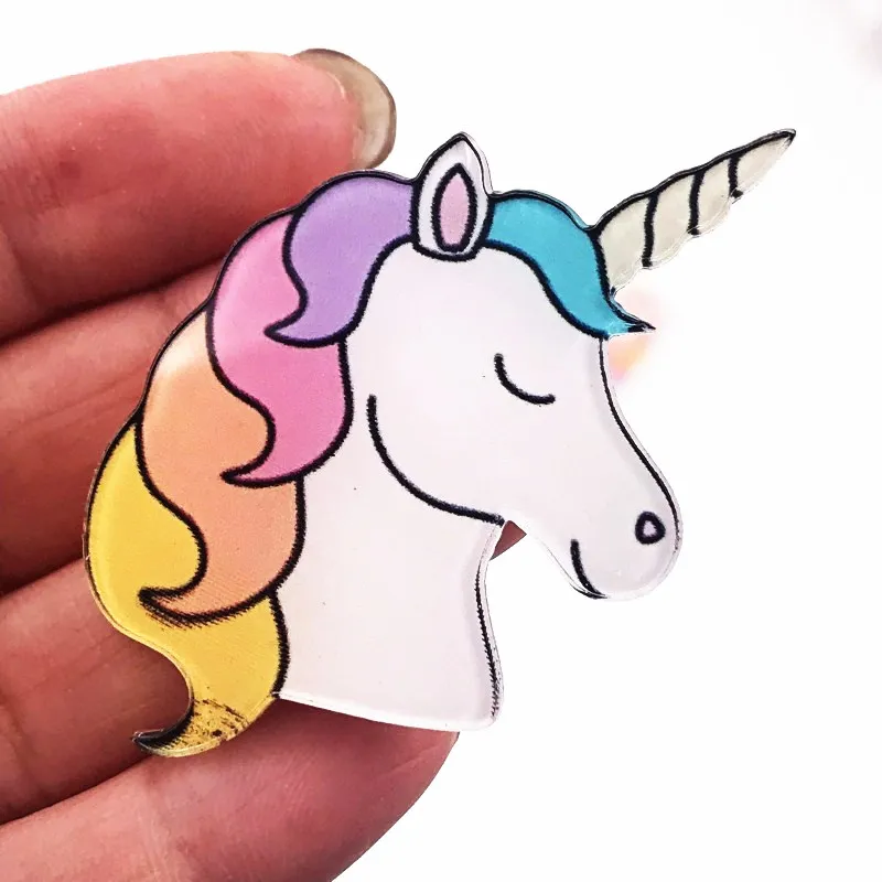 

1PCS Rainbow Horse Brooch Unicorn Pin Cartoon Acrylic Brooch Icon Women Backpack Decoration on The Clothes Kids Gift