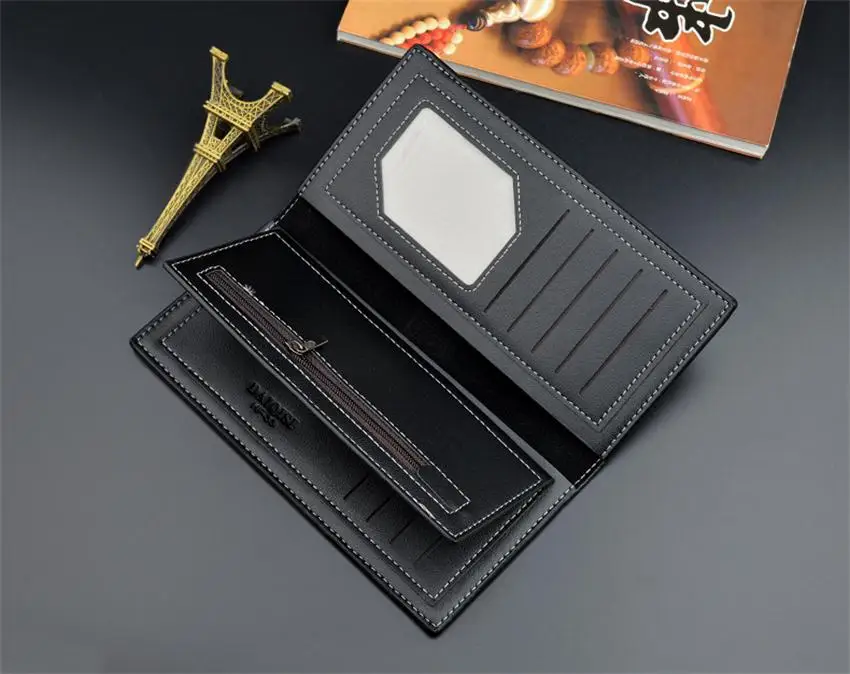 New Style Men PU Leather Long Clutch Wallet Business Cards Holder Purse Male Fashion Pocket Wallet Coin Bag Purse Billfold