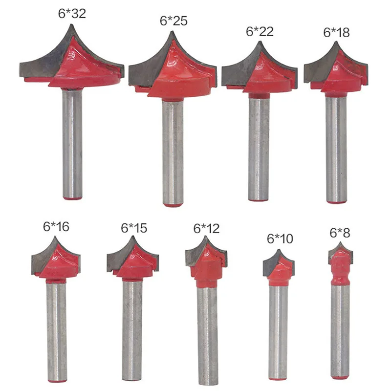 1 шт., 6 мм хвостовик, инструменты с ЧПУ, твердосплавные круглые носовые биты, круглые концевые резаки, шейкер, фрезы, инструмент для деревообработки