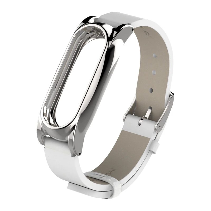  Mijobs PU Leather Strap for Xiaomi Mi Band 2 Metal Frame MiBand 2 Smart Bracelet PU Plus Leather St - 32991381077