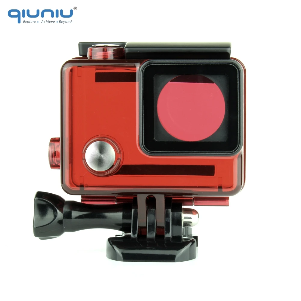 QIUNIU подводный водонепроницаемый корпус чехол для GoPro Hero 4 Hero 3+ 3 Аксессуары для экшн-камеры прозрачный красный