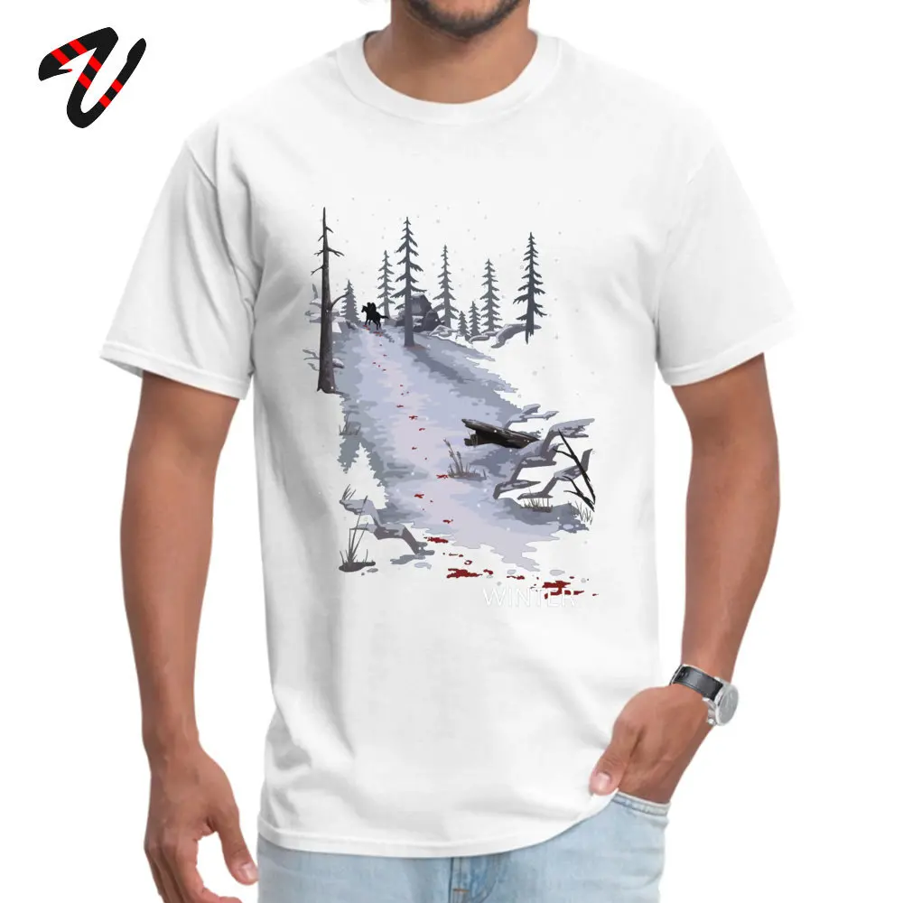 Round Collar The Last of Us Winter 100% Cotton Men's Tshirts Unique Short Sleeve Tops Shirts High Quality Casual Tops Shirts The Last of Us Winter15007 white