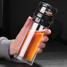 ONEISALL 380 мл стеклянная бутылка чайная чашка кружка стеклянный, с двойными стенками чашка для чая деловая Мужская Питьевая бутыль для чая или воды чашка для напитков