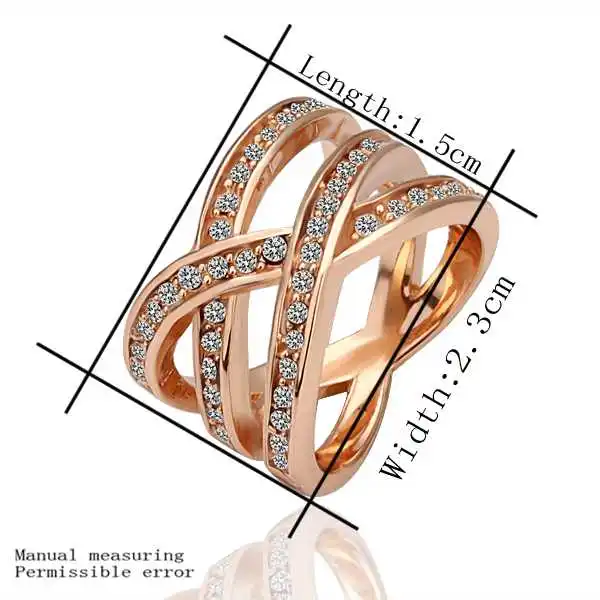 Wholesale 18K Gold Plated Ring Fashion Nickle-Free Tin Alloy Rhinestone Crystal Rose 18KGP Rings SMTPR001 |