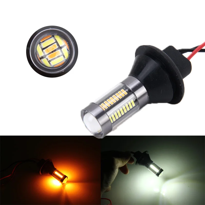 

Dual Color 1156 BA15S/BAU15S T20 7440 T25 3156 LED Bulbs fog lightsTurning Lights 66SMD White Amber Error Free Canbus
