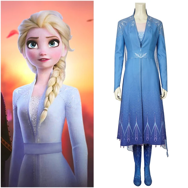 Frozen 2 Princess Elsa Cosplay Costume Fancy Dress 3D Printedin Movie