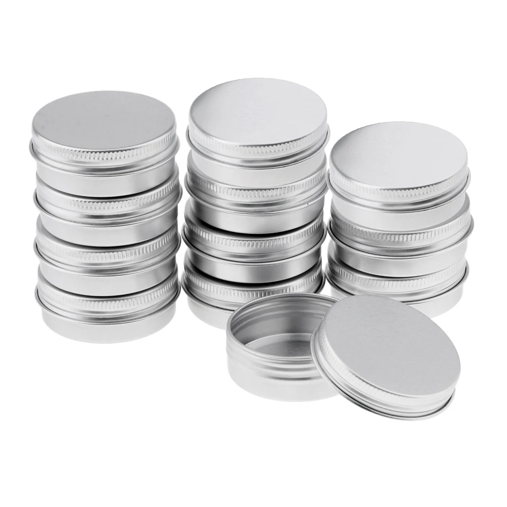 12 Pack Aluminum Tin Jars 30ml Silver Screw Top Round Jars Metal Tin Cans Aluminum Containers Balm Tins