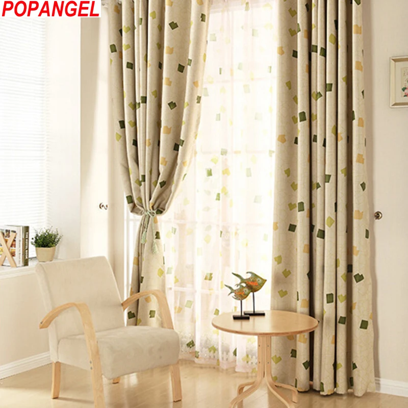 

Popangel Pastoral Style Insulation Thickened Polyester Blackout Living Room Window Curtains Child Bedroom Drapes with Sheer