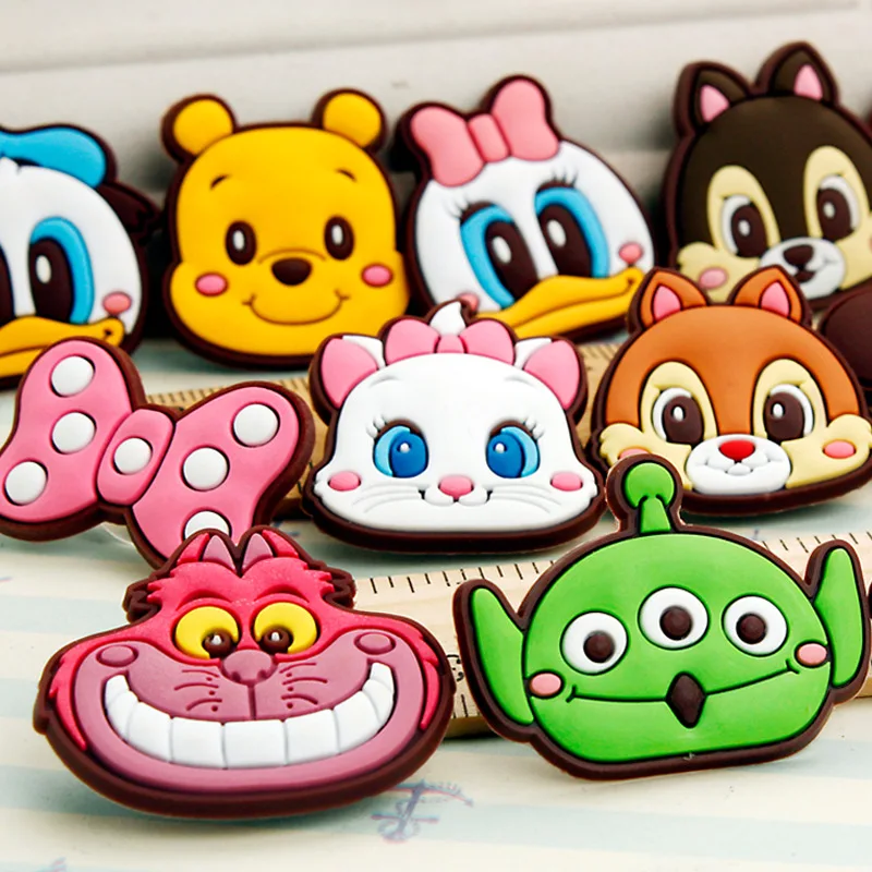 15Pcs/Lot PVC Cartoon Shoe Decorations Kawaii Mickey Minnie Shoe Charms Accessories Fit Children's Gifts/Croc/Wristband/JIBZ D36