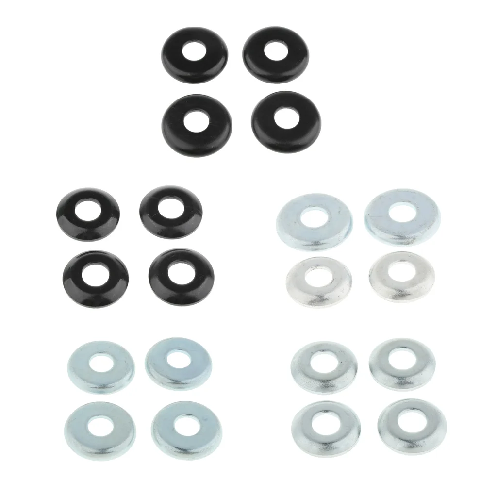 MagiDeal 2 Pair Aluminum Skateboard Truck Cup Replacement Kit Upper/Lower Bushing Washers Skateboard Pivot Cups 